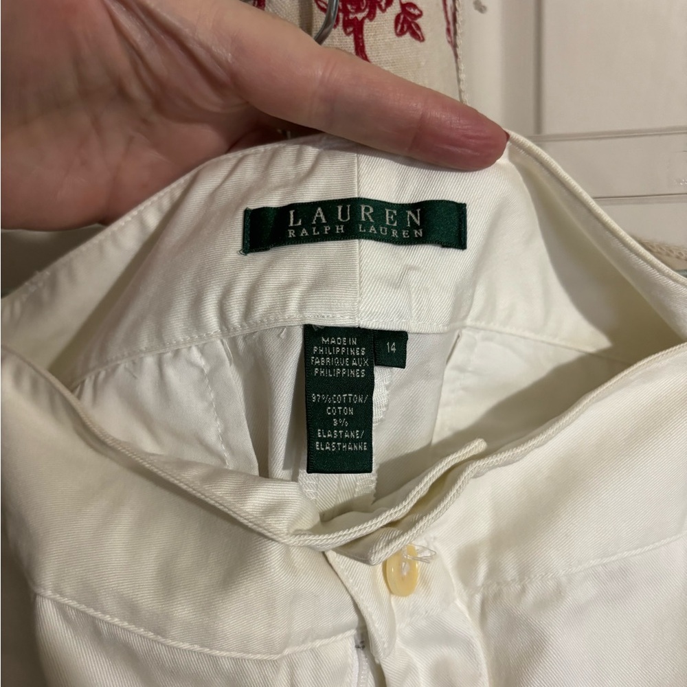 Lauren Ralph Lauren White Cotton Wide Leg Pants
